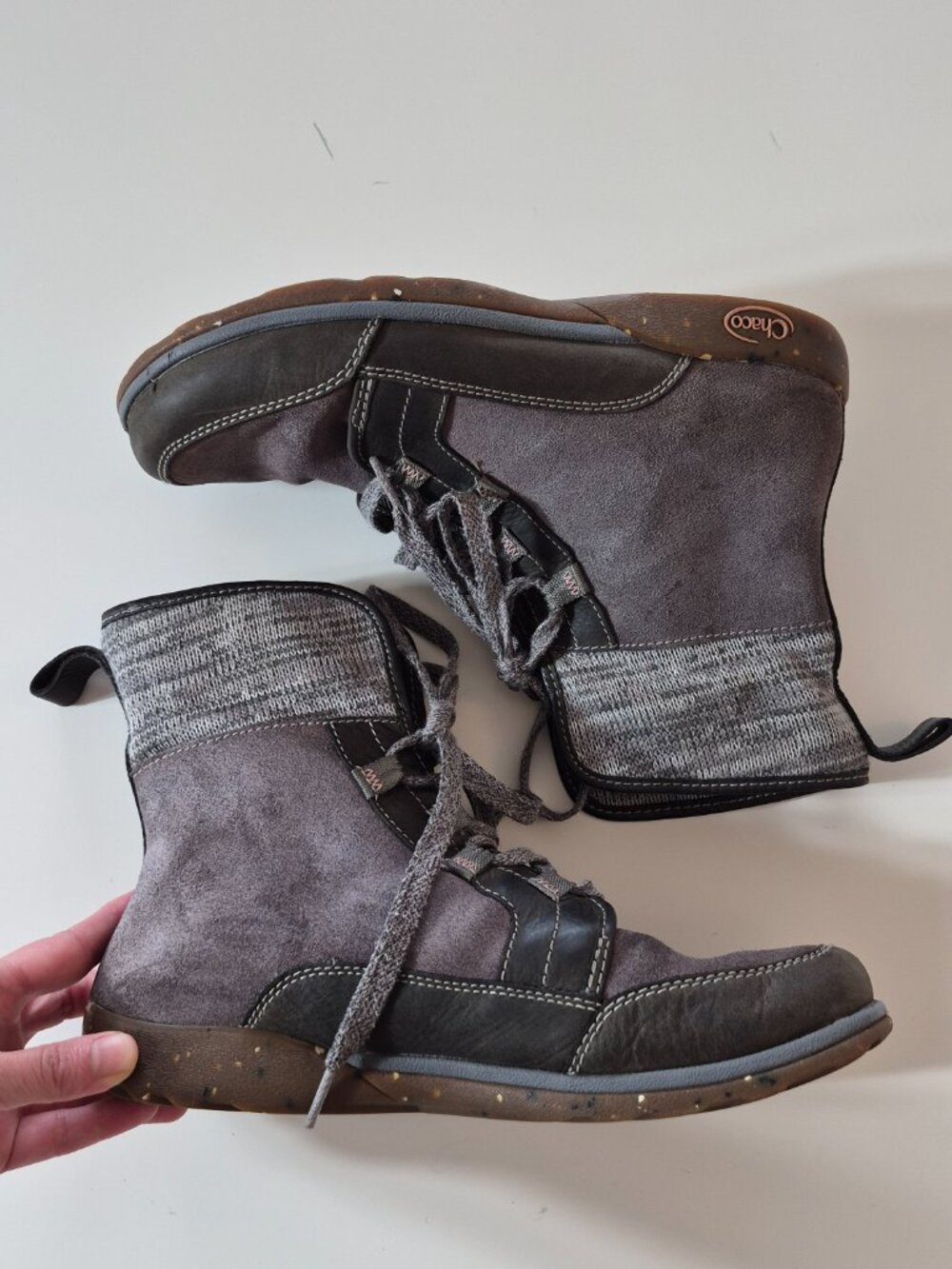 Chaco Barbary Boots Womens 8.5 J106392 Leather Wool Lace Up Outdoor Hiking